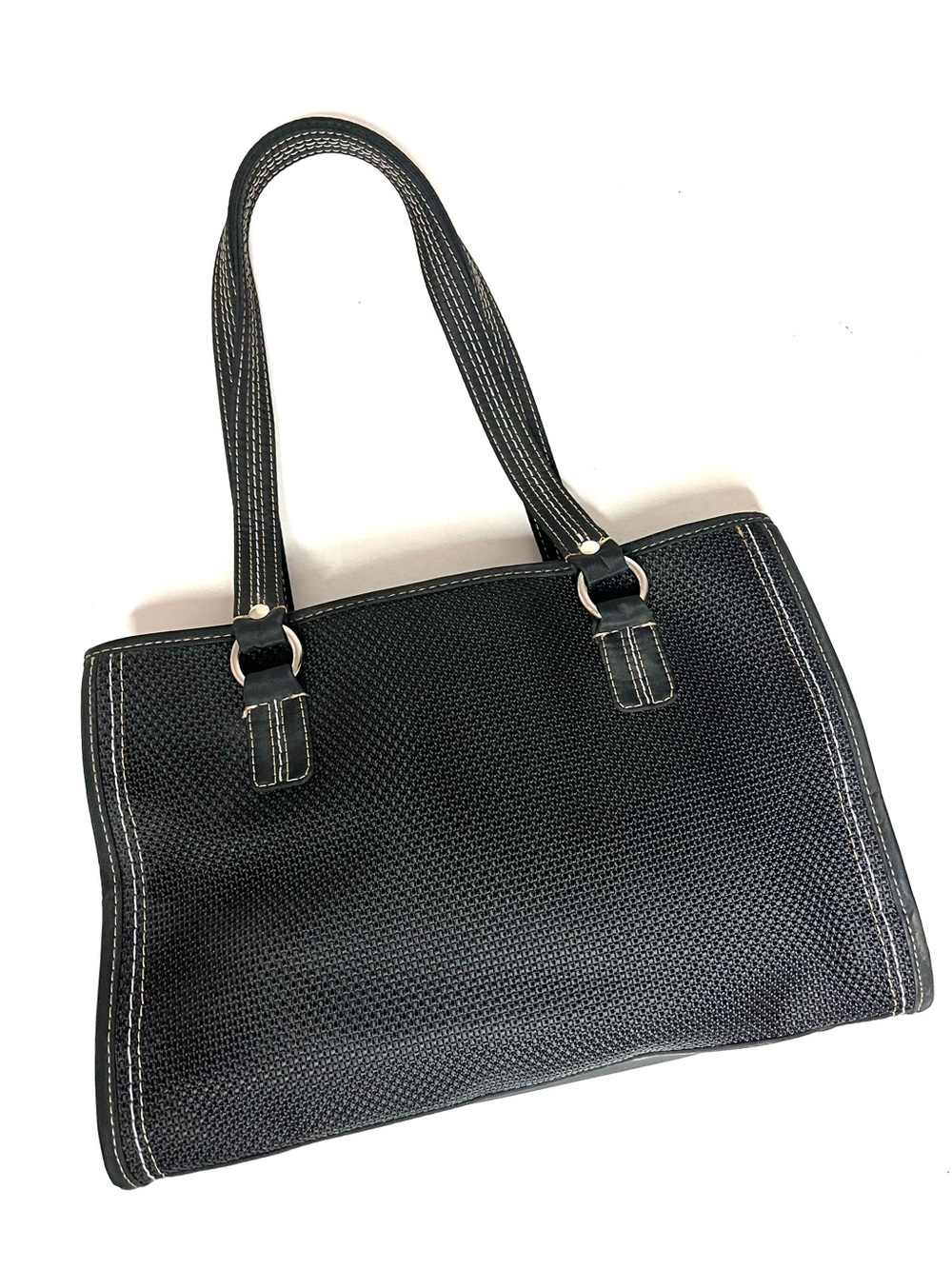 The Sak ‘Cameron’ Black Woven Fabric Small Tote Shoulder Bag